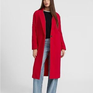 Express Vibrant Red Long Trench Coat